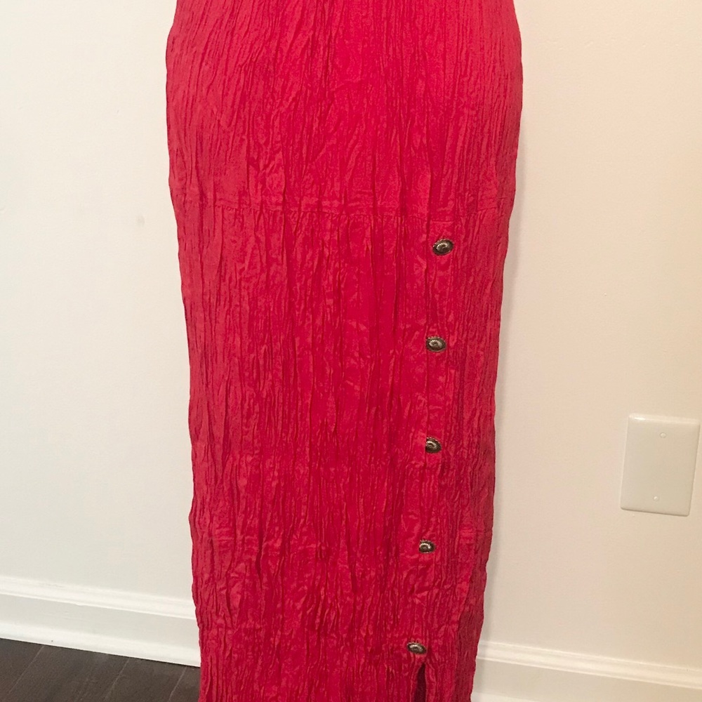 Crazy Cowgirl Maxi Skirt. Red. Western Concho. SM